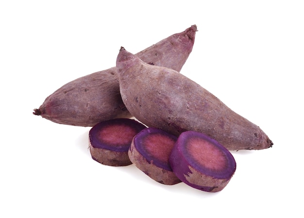 Purple yams on isolated white background