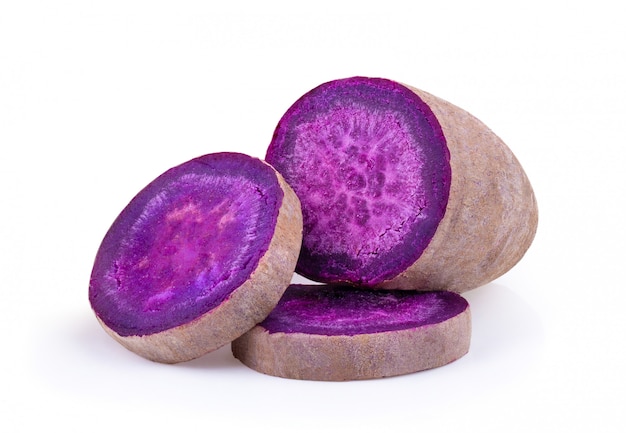 Purple yams on isolated white