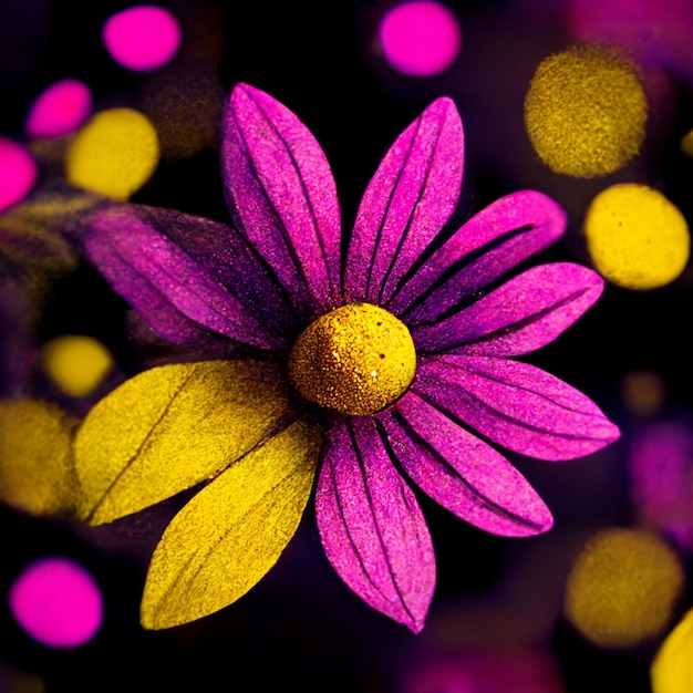 Purple and yellow abstract flower Illustration