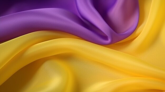 Purple and yellow fabric with a white stripe.