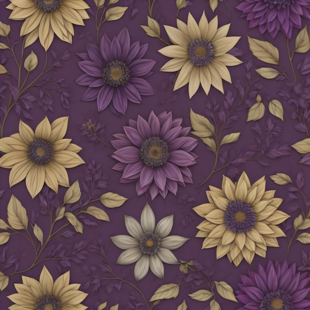 a purple and yellow floral design by person.