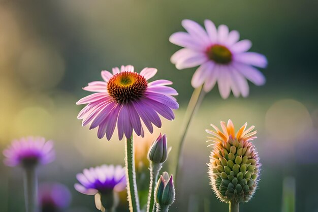 a purple and yellow flower with the word " on it