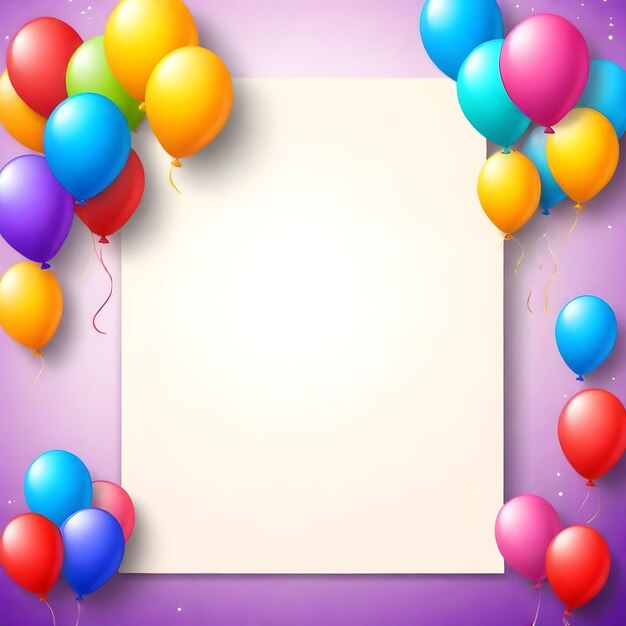 a purple and yellow picture with many balloons on it