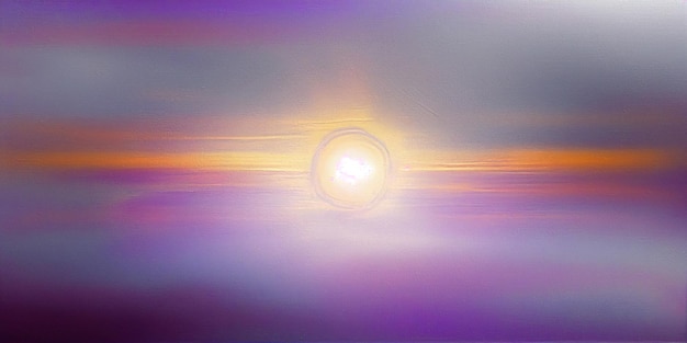 A purple and yellow sunset with a large white circle in the center.