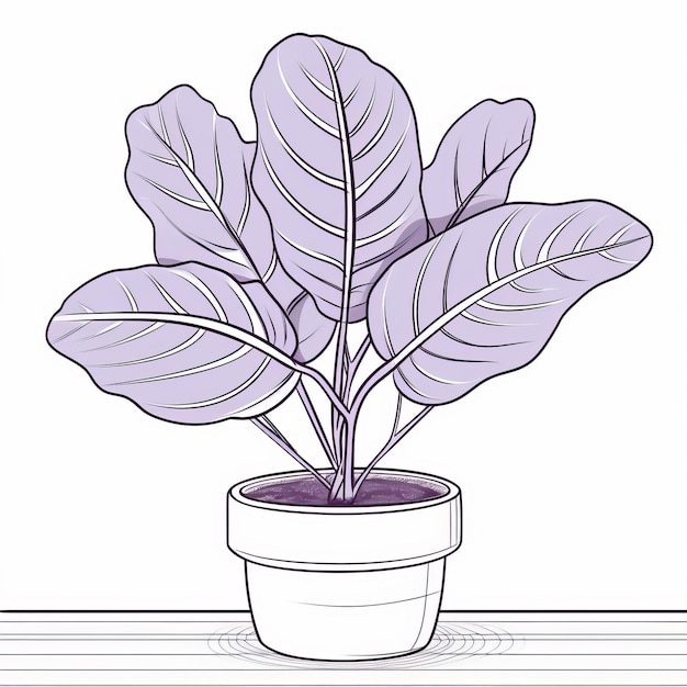 Foto pianta in vaso a foglie viola su sfondo bianco uno studio in pulito