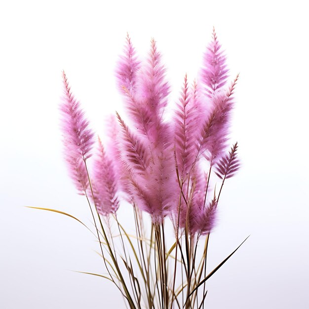 Purpletop Grass Showy Purple Flower Spikes River Grass Attra Isolated on White Background Clean