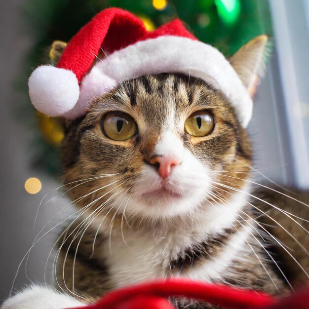 Purrfect gekleed kat ringend in het nieuwe jaar met een hoed