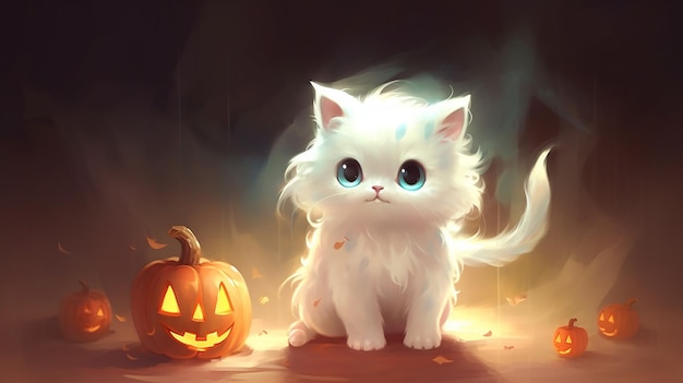 Purrfect Halloween Duo Kitten and Pumpkin