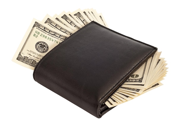 Purse with dollars isolated on a white background