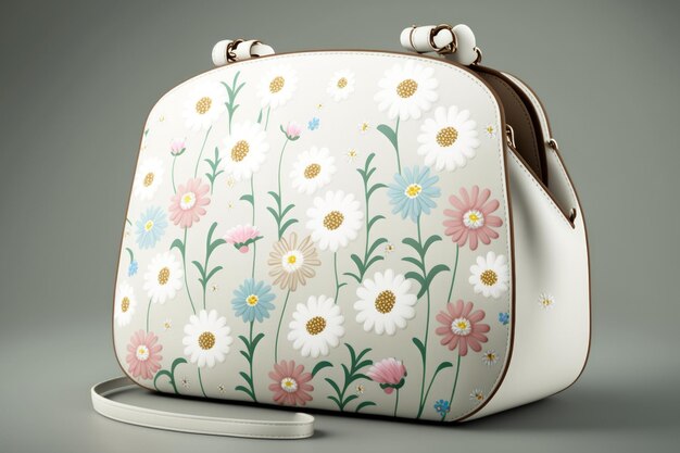 A purse with a pretty and adorable flower pattern