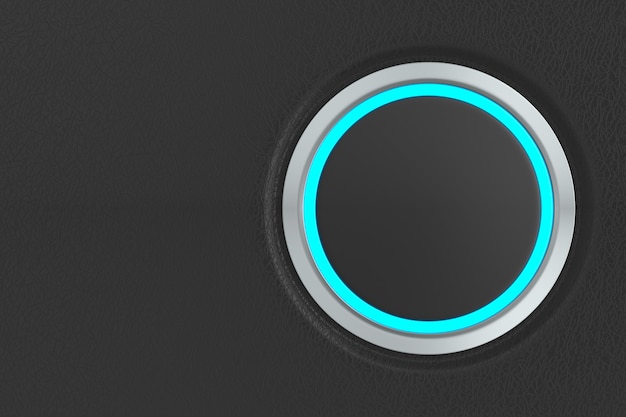 Push button on dark background. 3D illustration