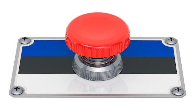 Push button with Estonian flag 3D rendering isolated on white background