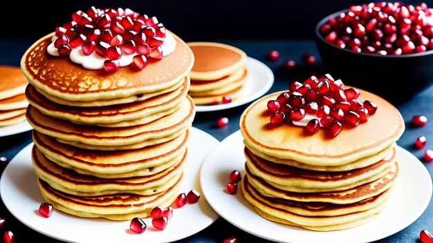 Push down telephone number of pancake decorated with pomegranate AI Generated