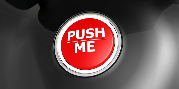 Push me red button with metal ring