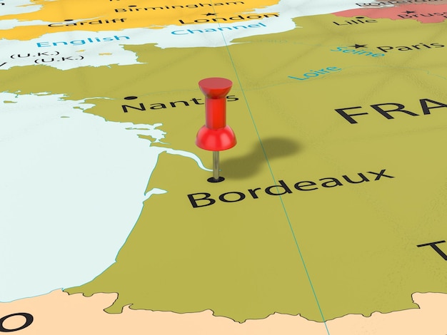 Foto illustrazione 3d sullo sfondo della mappa di bordeaux