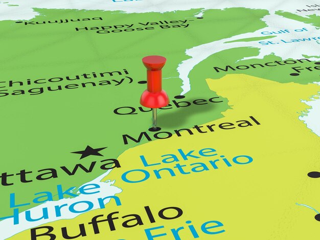 Foto pushpin sulla mappa di montreal