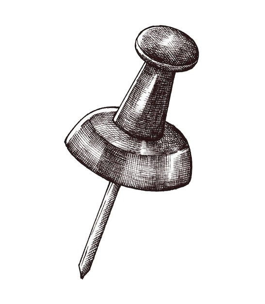 Pushpin png vintage sticker illustration transparent background