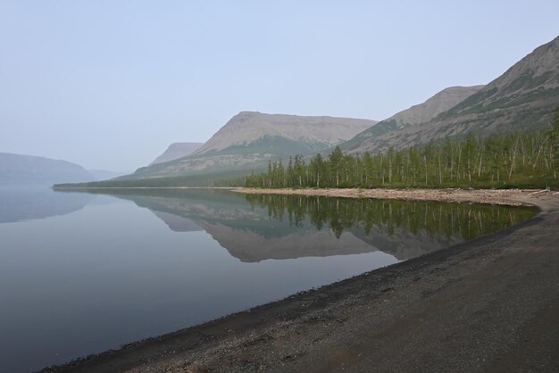 Putorana Plateau Fog on a mountain lake