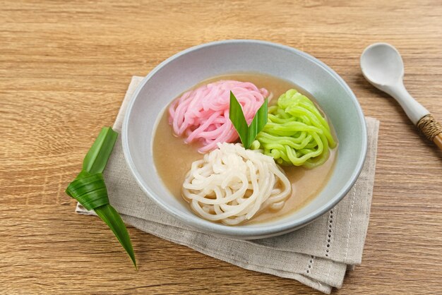 Putu Mayang is traditional Indonesian snack made from rice flour with coconut milk and palm sugar