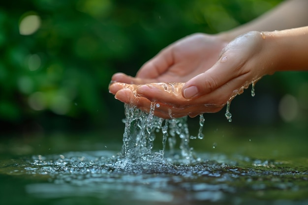 Puur natuurlijk water in de greep van een vrouw.