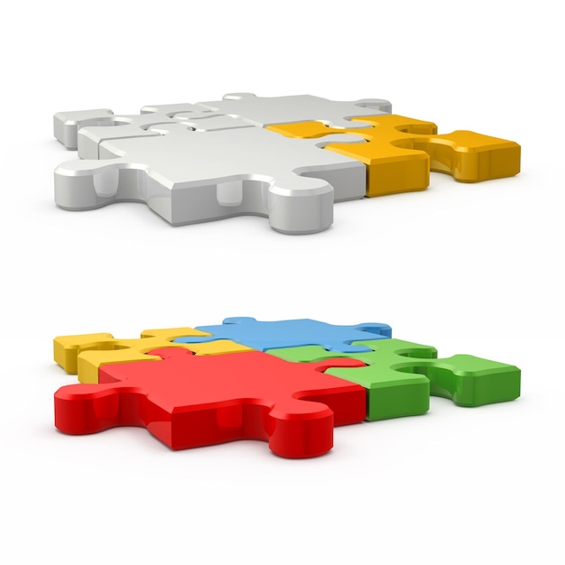 Puzzle connection graphic background 3d rendering