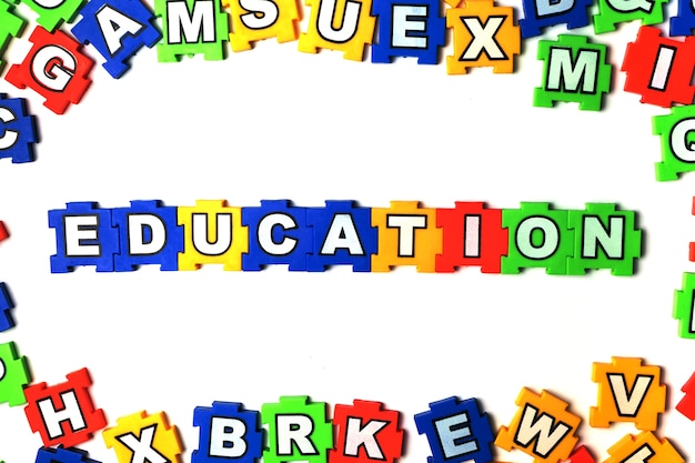 Puzzle education on white background