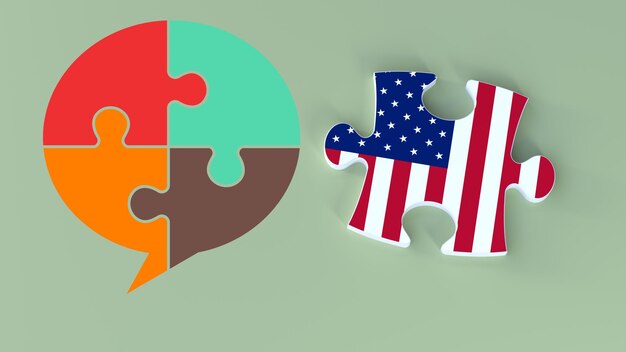 A puzzle and a flag with the word usa on it