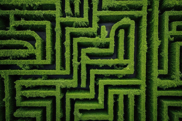 Puzzle pattern solution complexity maze green concept game background labyrinth hedge lost path