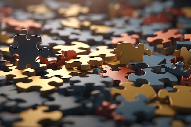 A puzzle piece is on a table with the word puzzle on it generative ai