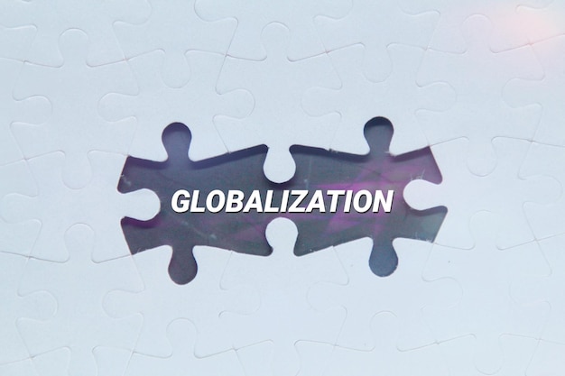 A puzzle piece with the words globalization on it