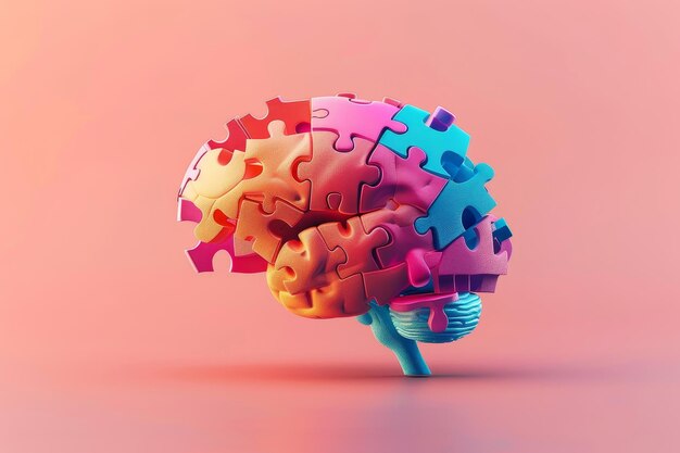 Puzzle Pieces and Brain in the concept of problem solving and intelligence