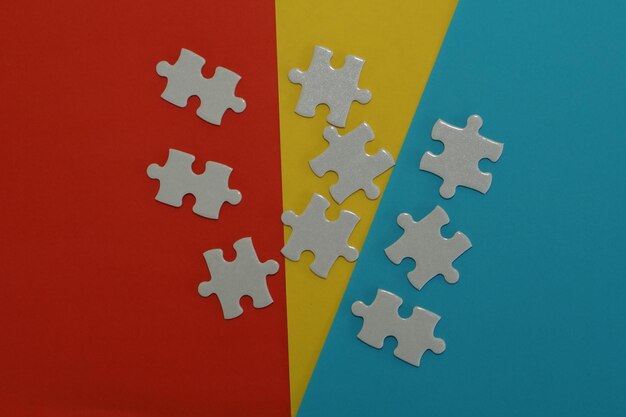 Photo puzzle pieces on colorful background