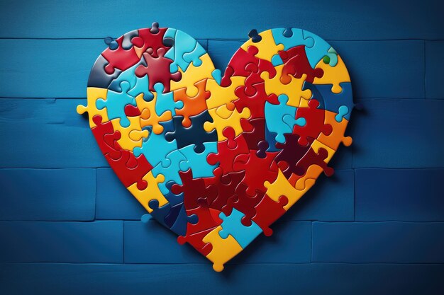 Photo puzzle pieces forming a heart shape