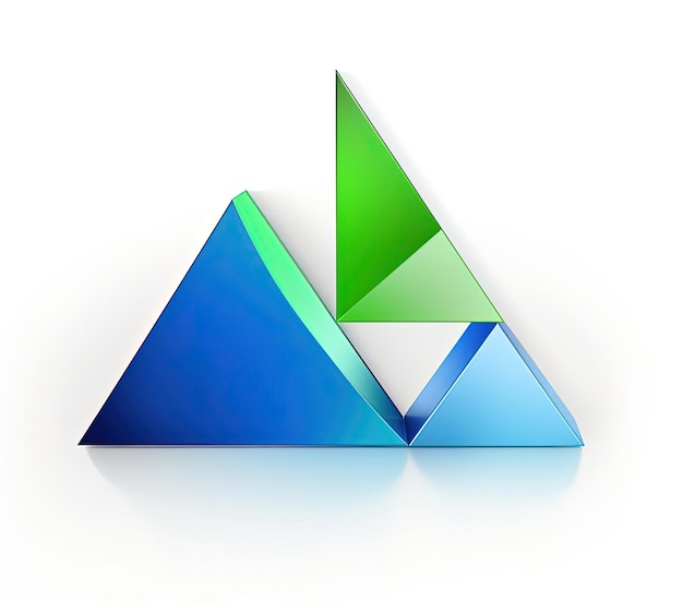 puzzle pieces with green and blue triangles on them in the style of logo