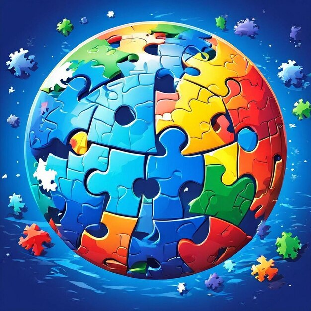 Puzzle stock illustration of World Autism Awareness Day