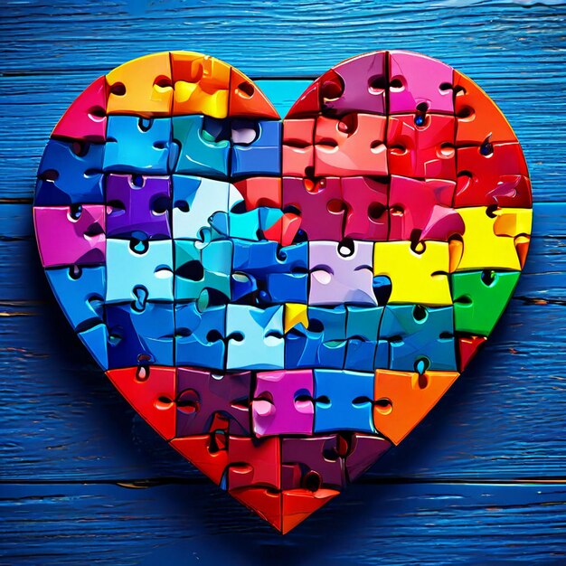 Photo puzzle stock illustration of world autism awareness day