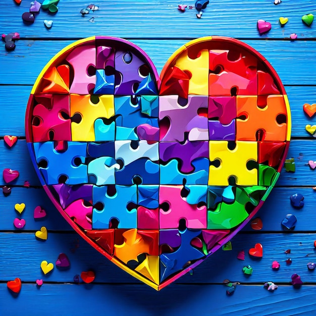 Photo puzzle stock illustration of world autism awareness day