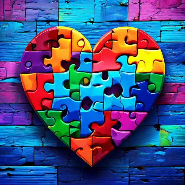 Photo puzzle stock illustration of world autism awareness day