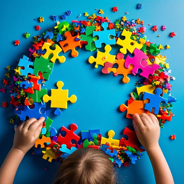 Photo puzzle stock illustration of world autism awareness day