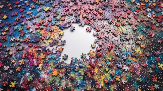 A puzzle with a circle of colors and the words'puzzle'on it