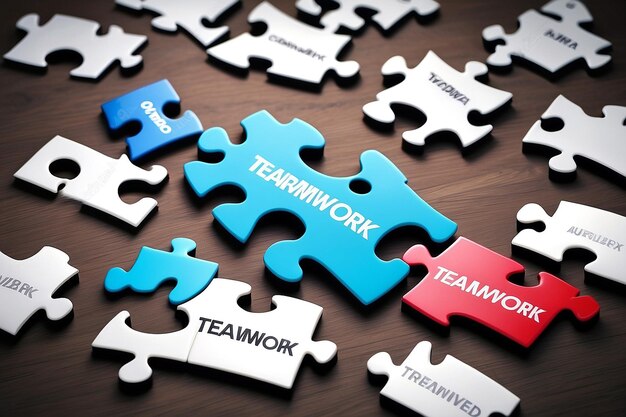 Photo puzzle with word teamwork