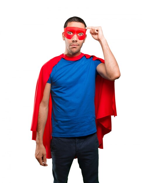 Photo puzzled superhero