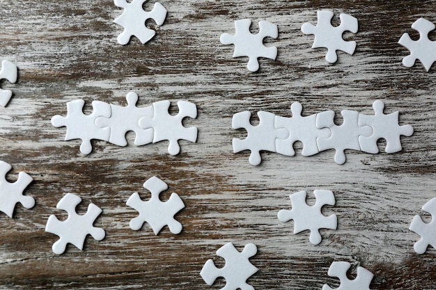 Puzzles on wooden table