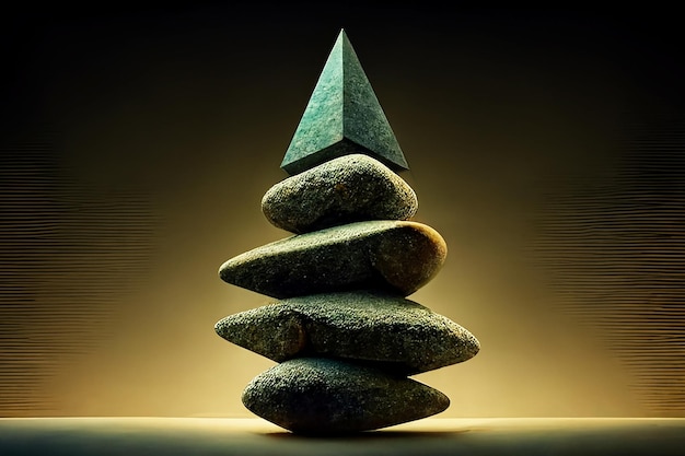 Photo a pyramid of balancing stones zen stones relaxing meditation yoga