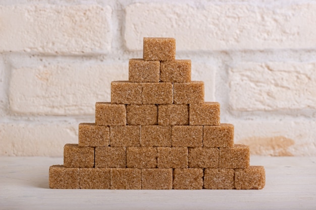 Pyramid of cane sugar in the form of cubes