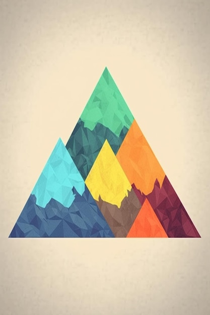 A pyramid of different colors with the word mountain on it.