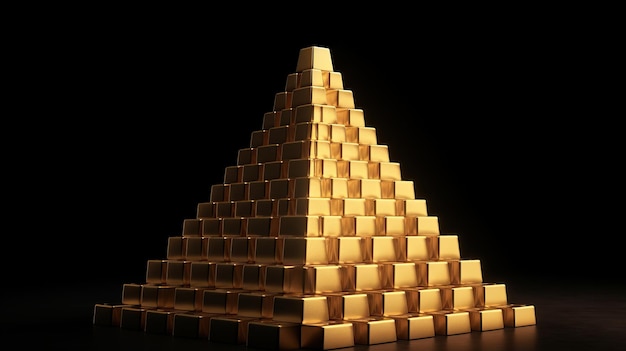 Photo a pyramid of gold bars concept of enrichment wealth