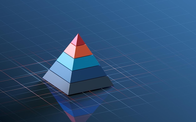 Photo pyramid graphics and data analysis 3d rendering