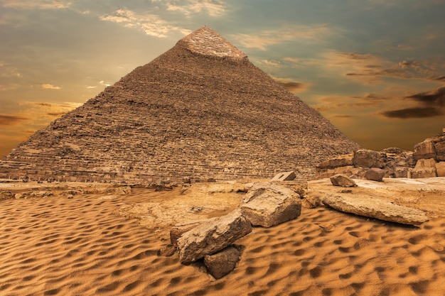 The Pyramid of Khafre, beautiful desert view in Giza, Egypt.