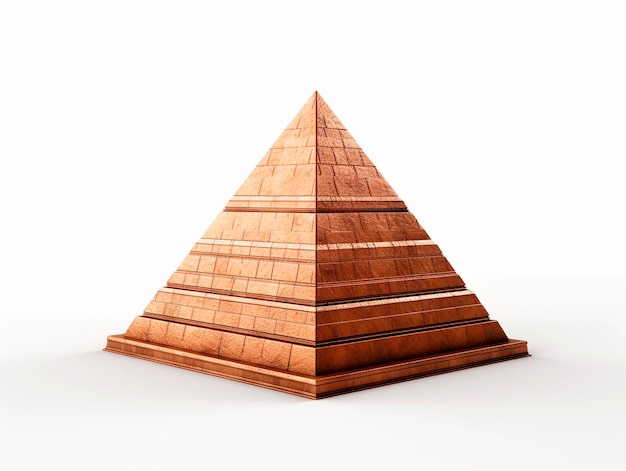 Pyramid made of wood on a white background 3d rendering